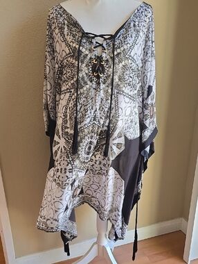 Roberto Cavalli Snake Print Tunic with Lace-Up Detail